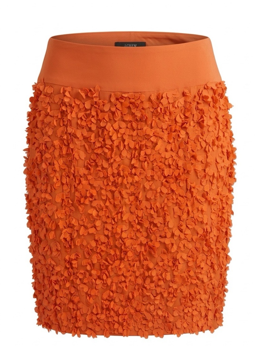 Talbots Coral Silk Floral Petal-Appliqué Midi Skirt - Size 6